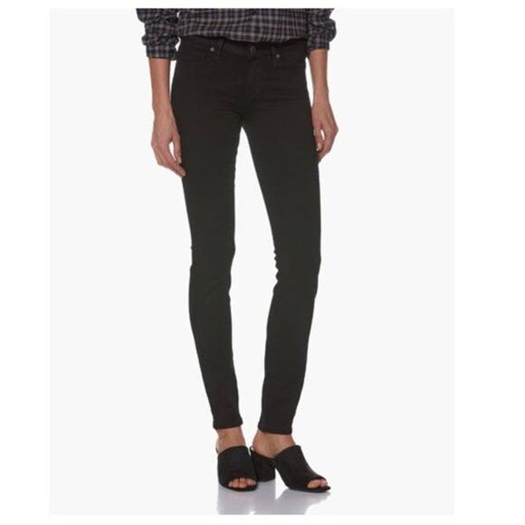 Paige Jeans Women 27 Black Denim Verdugo Ultra Skinny Stretch Mid Rise - Picture 1 of 10